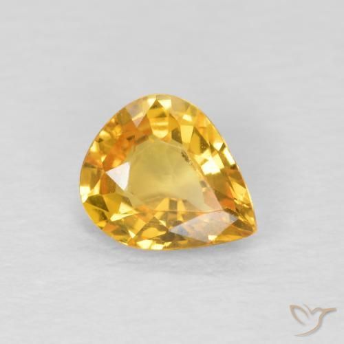 0.60 ct Golden Sapphire Stone, Natural Sapphire in Pear Facet Shape for Sale
