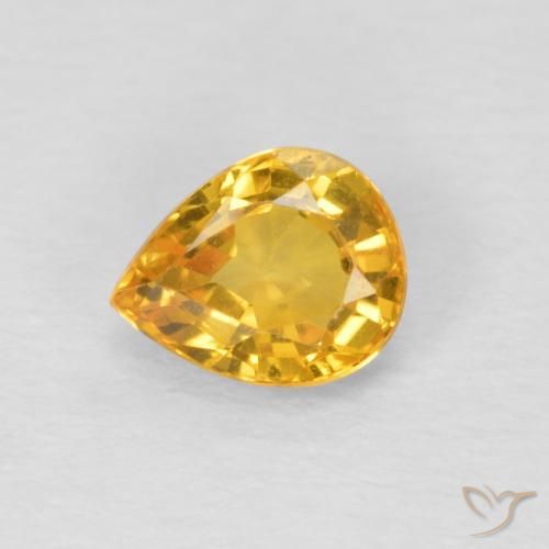 0.70ct Natural Golden Orange Sapphire, Pear Shape, VVS