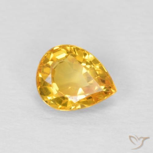 0.70 ct Golden Sapphire Stone, Natural Sapphire in Pear Facet Shape for Sale