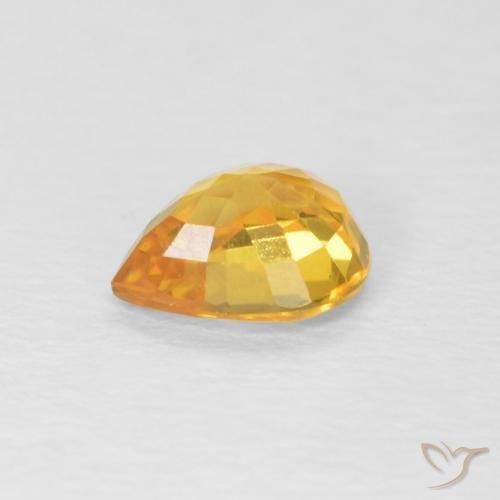 Sapphire Gemstone in 6 x 4.8 mm Size for Sale, Sapphire Stone in Golden Orange Color