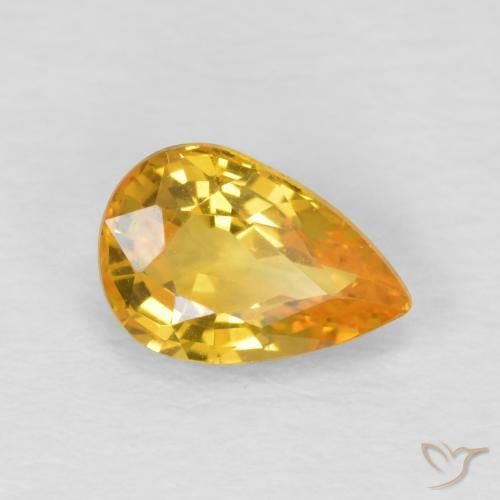 0.86 ct Golden Sapphire Stone, Natural Sapphire in Pear Facet Shape for Sale