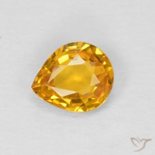0.61ct Natural Medium Light Orange-Gold Sapphire, Pear Shape, VS
