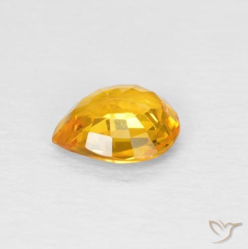 Sapphire Gemstone in 6 x 5 mm Size for Sale, Sapphire Stone in Medium Light Orange-Gold Color