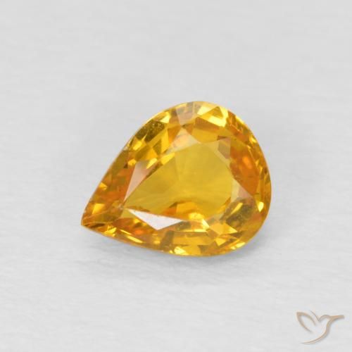 0.65ct Natural Orange-Gold Sapphire, Pear Shape, VS