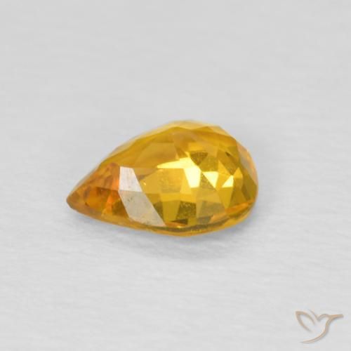 Sapphire Gemstone in 6.1 x 4.9 mm Size for Sale, Sapphire Stone in Orange-Gold Color
