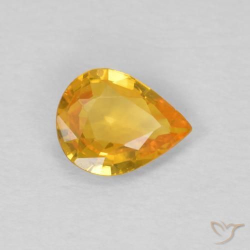 0.50 ct Golden Sapphire Stone, Natural Sapphire in Pear Facet Shape for Sale