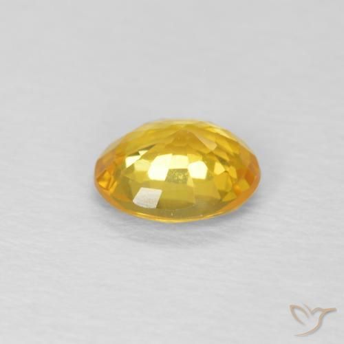 Sapphire Gemstone in 5.4 x 4.6 mm Size for Sale, Sapphire Stone in Medium Golden Color
