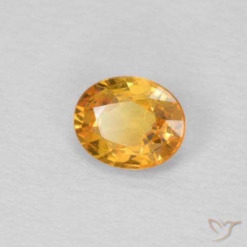 0.45 ct Golden Sapphire Stone, Natural Sapphire in Oval Facet Shape for Sale