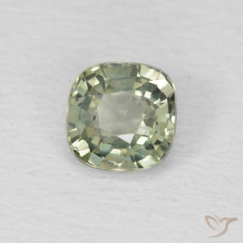 0.47 ct Green Sapphire Stone, Natural Sapphire in Cushion-Cut Shape for Sale