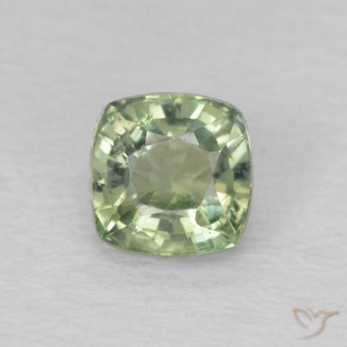 0.64ct Natural Very Light Green Sapphire, Cushion, VS