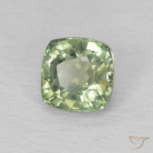 0.64 ct Green Sapphire Stone, Natural Sapphire in Cushion-Cut Shape for Sale