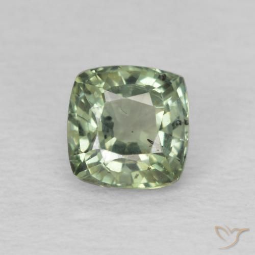 0.63ct Natural Light Green Sapphire, Cushion, VS