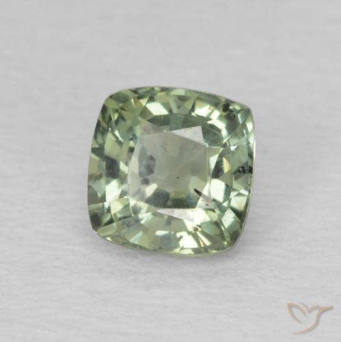 0.63 ct Green Sapphire Stone, Natural Sapphire in Cushion-Cut Shape for Sale