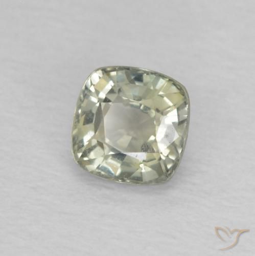 0.53 ct Green Sapphire Stone, Natural Sapphire in Cushion-Cut Shape for Sale