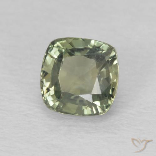 0.75 ct Green Sapphire Stone, Natural Sapphire in Cushion-Cut Shape for Sale