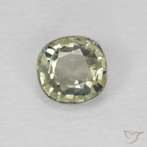 0.54 ct Green Sapphire Stone, Natural Sapphire in Cushion-Cut Shape for Sale