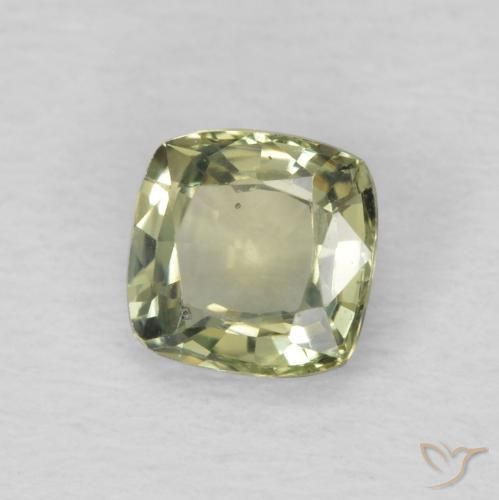 0.59 ct Green Sapphire Stone, Natural Sapphire in Cushion-Cut Shape for Sale