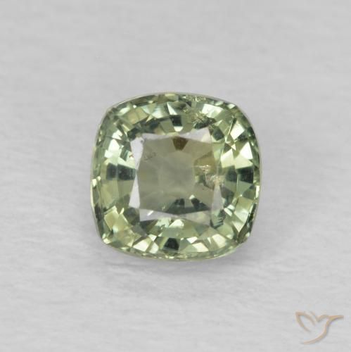 0.64ct Natural Light Green Sapphire, Cushion, VS