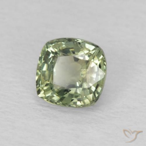 0.64 ct Green Sapphire Stone, Natural Sapphire in Cushion-Cut Shape for Sale