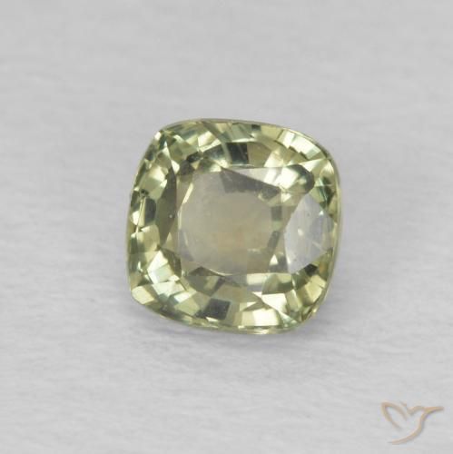 0.66 ct Green Sapphire Stone, Natural Sapphire in Cushion-Cut Shape for Sale