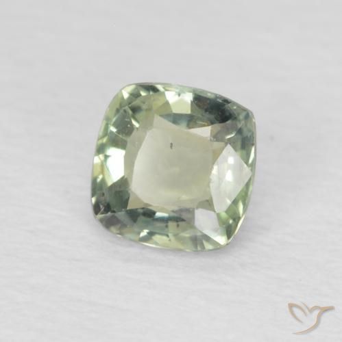 0.49 ct Green Sapphire Stone, Natural Sapphire in Cushion-Cut Shape for Sale