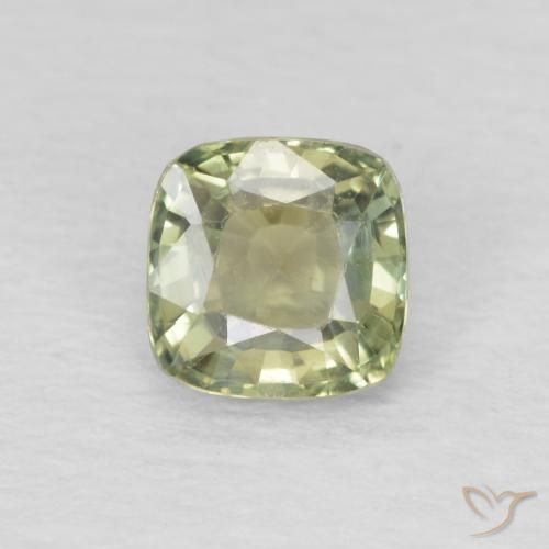 0.57ct Natural Light Pear Green Sapphire, Cushion, VS