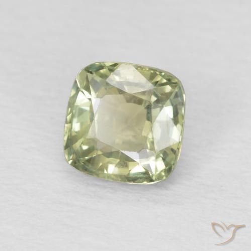 0.57 ct Green Sapphire Stone, Natural Sapphire in Cushion-Cut Shape for Sale