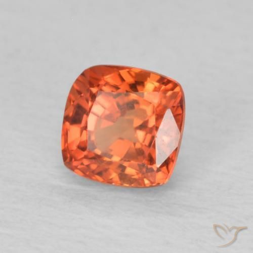 0.56 ct Orange Sapphire Stone, Natural Sapphire in Cushion-Cut Shape for Sale