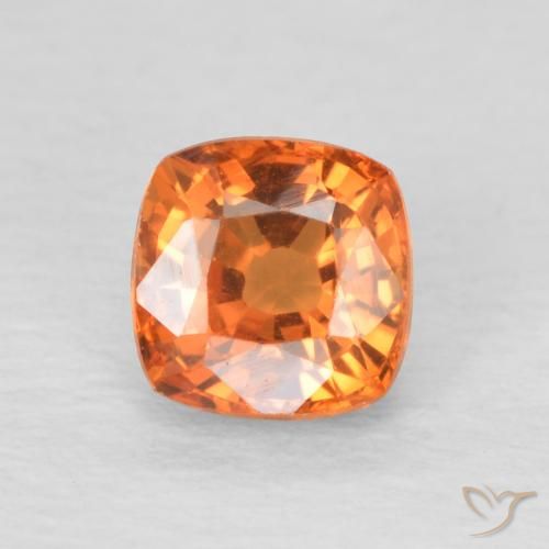 0.66ct Natural Bright Orange Sapphire, Cushion, VVS