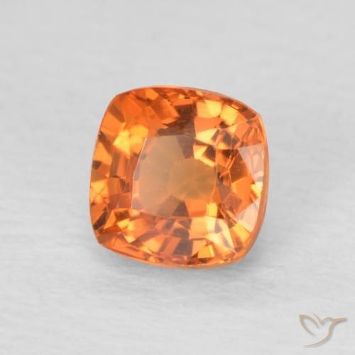 0.66 ct Orange Sapphire Stone, Natural Sapphire in Cushion-Cut Shape for Sale