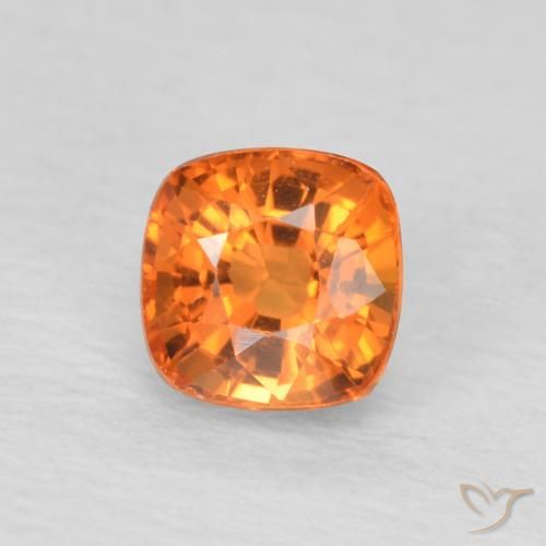 0.61ct Natural Bright Orange Sapphire, Cushion, VVS