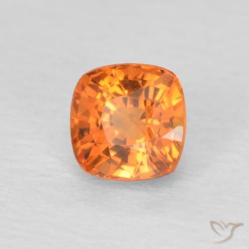 0.61 ct Orange Sapphire Stone, Natural Sapphire in Cushion-Cut Shape for Sale