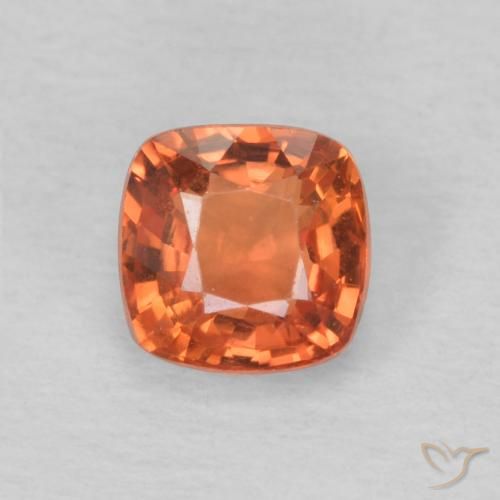 0.61ct Natural Medium Orange Sapphire, Cushion, VVS