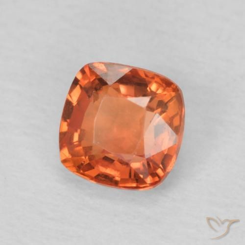0.61 ct Orange Sapphire Stone, Natural Sapphire in Cushion-Cut Shape for Sale