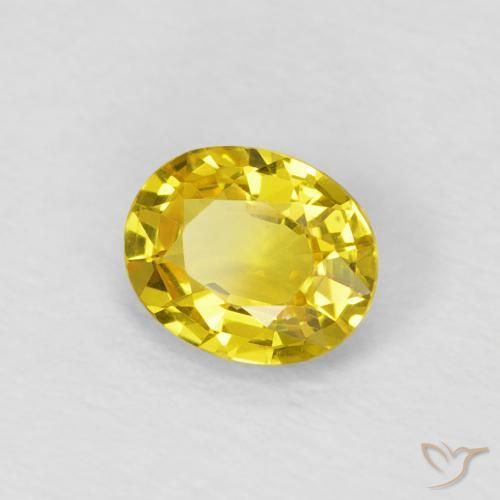 0.64 ct Yellow Sapphire Stone, Natural Sapphire in Oval Facet Shape for Sale