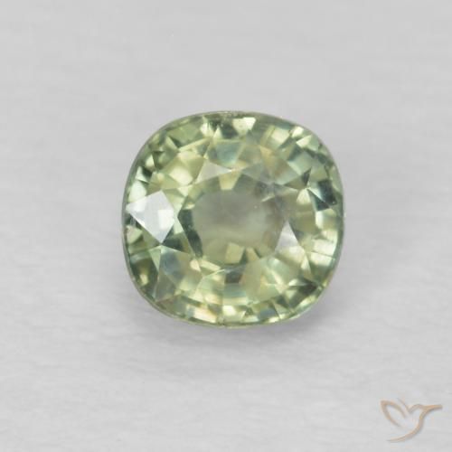 0.51ct Natural Very Light Sage Green Sapphire, Cushion, VS