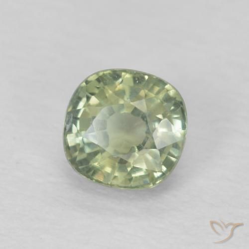 0.51 ct Green Sapphire Stone, Natural Sapphire in Cushion-Cut Shape for Sale