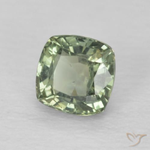 0.72 ct Green Sapphire Stone, Natural Sapphire in Cushion-Cut Shape for Sale