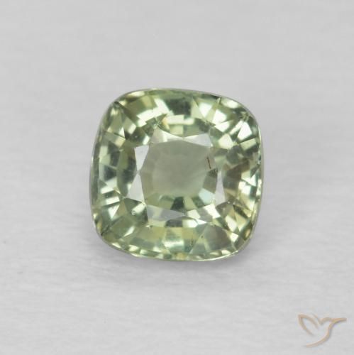 0.52ct Natural Light Green Sapphire, Cushion, VS