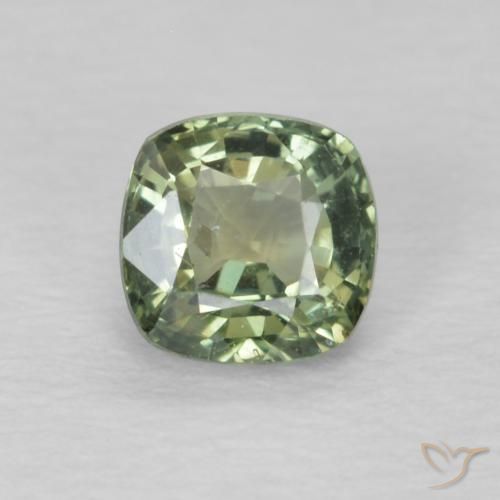 0.60ct Natural Sage Green Sapphire, Cushion, VS