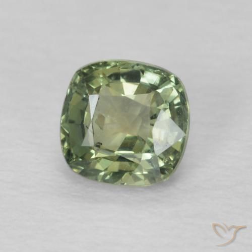 0.60 ct Green Sapphire Stone, Natural Sapphire in Cushion-Cut Shape for Sale