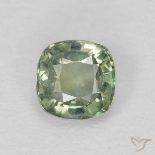 0.52ct Natural Sage Green Sapphire, Cushion, VS
