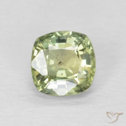 0.59ct Natural Very Light Sage Green Sapphire, Cushion, VS