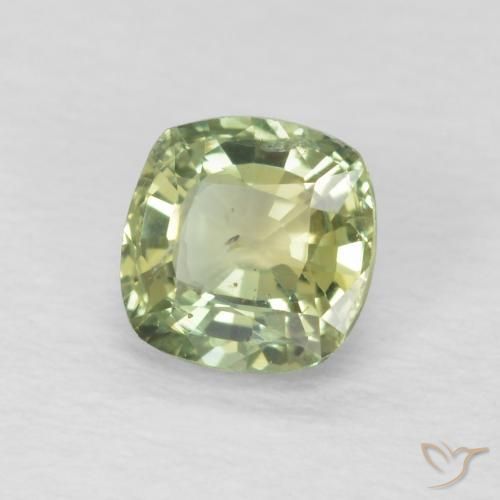 0.59 ct Green Sapphire Stone, Natural Sapphire in Cushion-Cut Shape for Sale