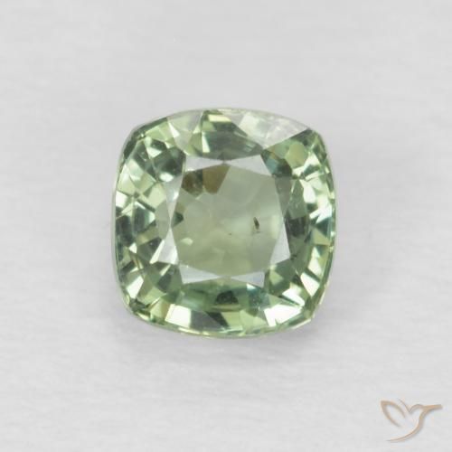 0.65ct Natural Light Sage Green Sapphire, Cushion, VS