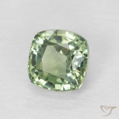 0.65 ct Green Sapphire Stone, Natural Sapphire in Cushion-Cut Shape for Sale