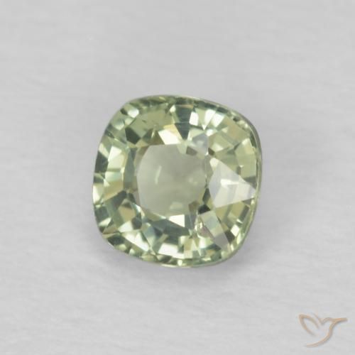 0.48 ct Green Sapphire Stone, Natural Sapphire in Cushion-Cut Shape for Sale