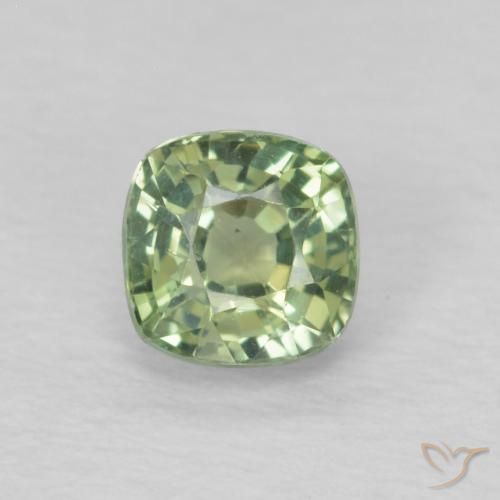0.54ct Natural Light Sage Green Sapphire, Cushion, VS, Photo A