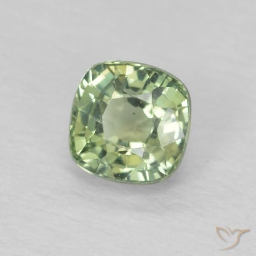 0.54 ct Green Sapphire Stone, Natural Sapphire in Cushion-Cut Shape for Sale