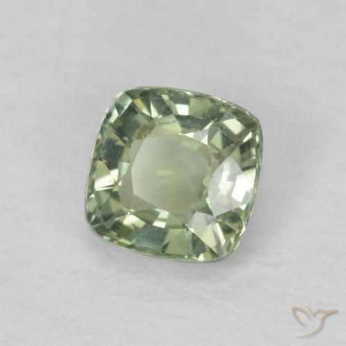 0.53 ct Green Sapphire Stone, Natural Sapphire in Cushion-Cut Shape for Sale